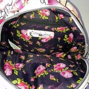 Betsey Johnson Pink Peony Floral Backpack Purse Betsey Johnson Mini Backpack Purse #BM21290 Blush with  main image 2